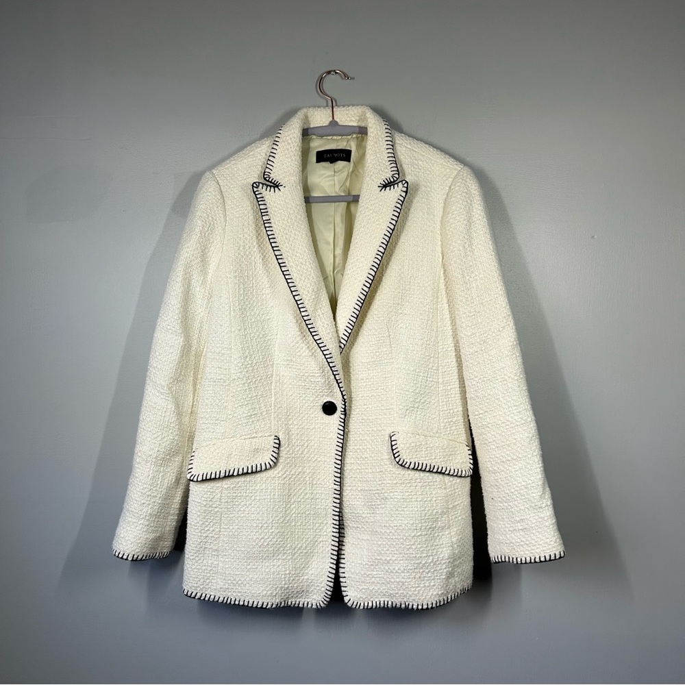 Talbots white and black tweed blazer size 10